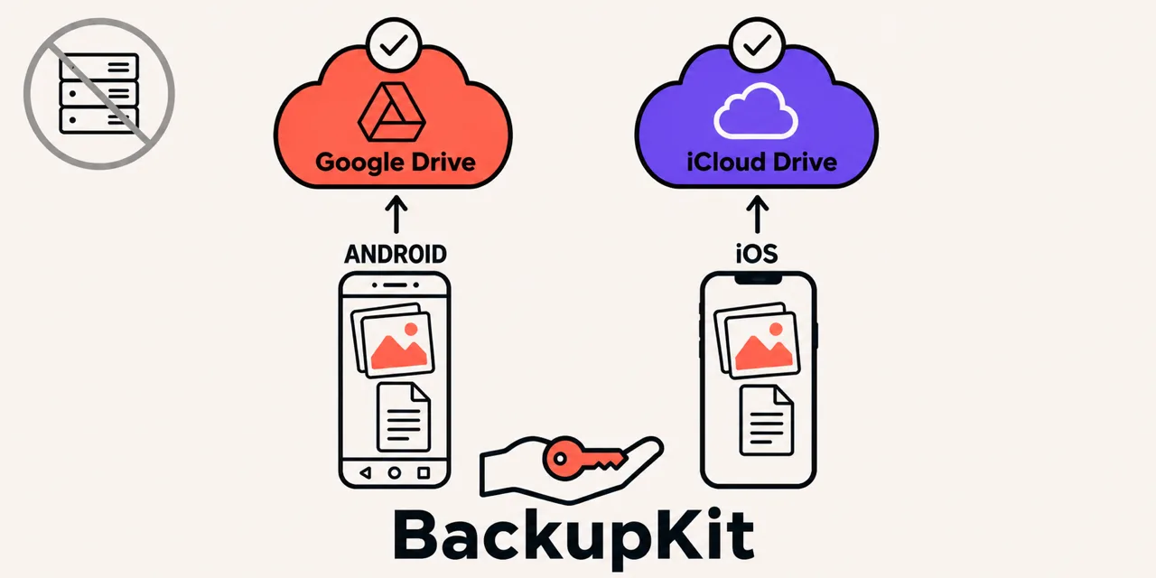 BackupKit: your app backs up into the user's own Google Drive or iCloud, no server